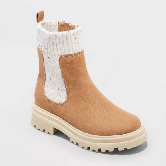 Cat & Jack Other - Girls' Laney Zipper Chelsea Boots Cognac - art class™